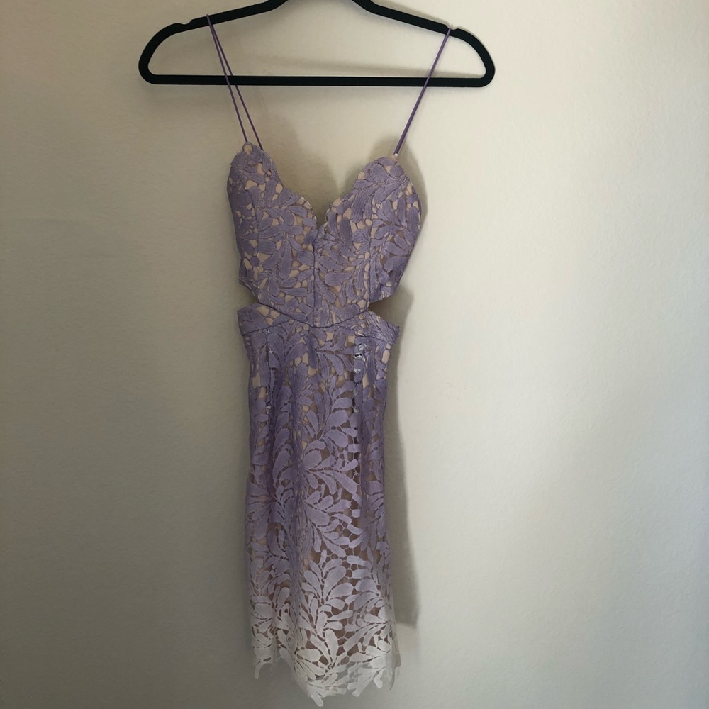 Backless Ombré Purple Lace Cocktail Dress